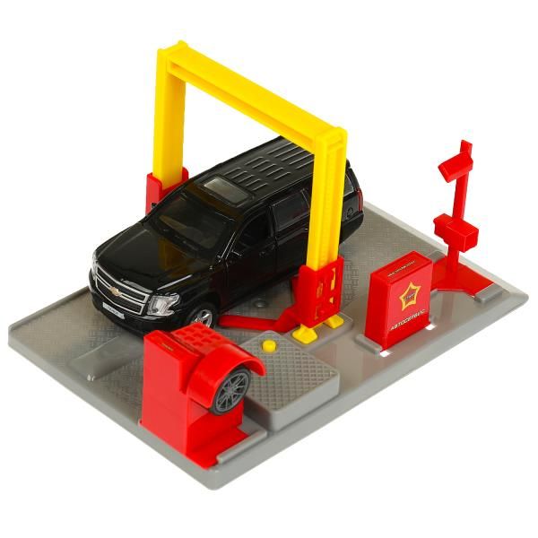 Игровой набор Автосервис с автоподъемником звук-свет и с металлической машинкой 12 см