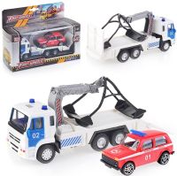 Игрушечный полицейский эвакуатор Камаз с пожарной машиной Lada 4x4 14 см Игрушечный полицейский эвакуатор Камаз с пожарной машиной Lada 4x4 14 см