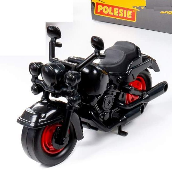 Игрушка Мотоцикл гоночный Кросс черный с красными дисками колес - 27,5 см Игрушка Мотоцикл гоночный Кросс черный с красными дисками колес - 27,5 см
