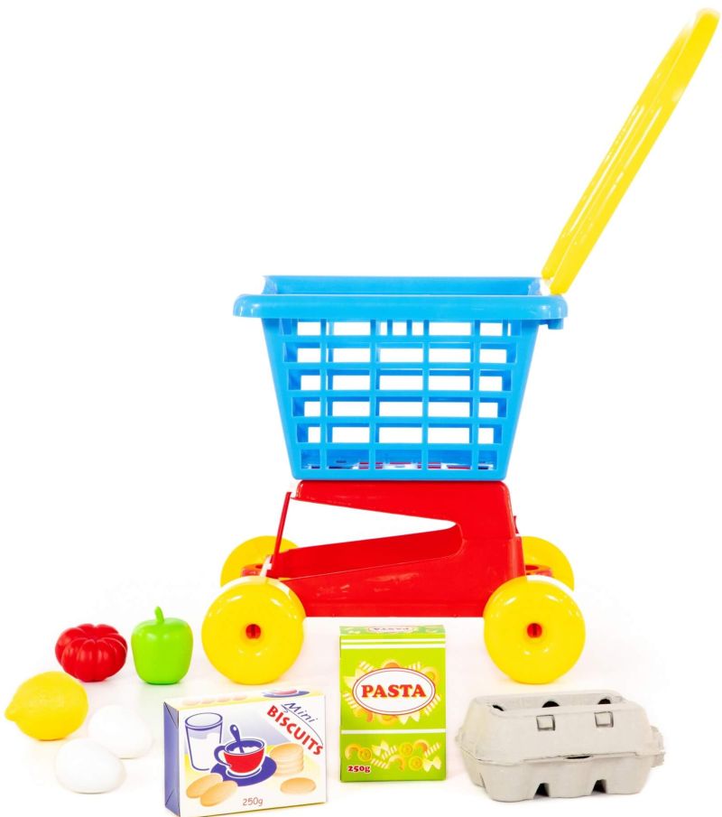 Детская тележка для супермаркета с продуктами