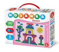 Игрушка мозаика Башня 1 белое поле 180 плоских фишек 6 цветов