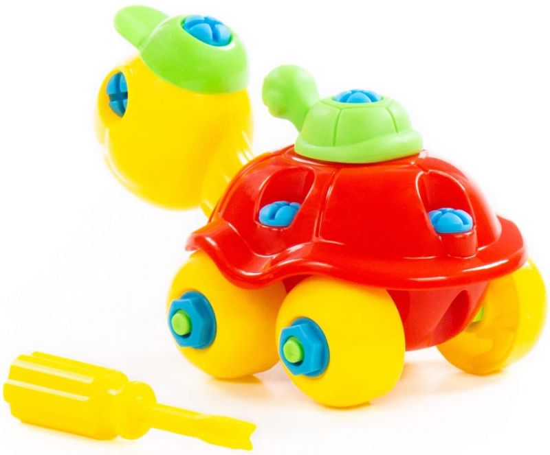 Игрушечный конструктор "Черепашка" (в пакете) с красным панцирем