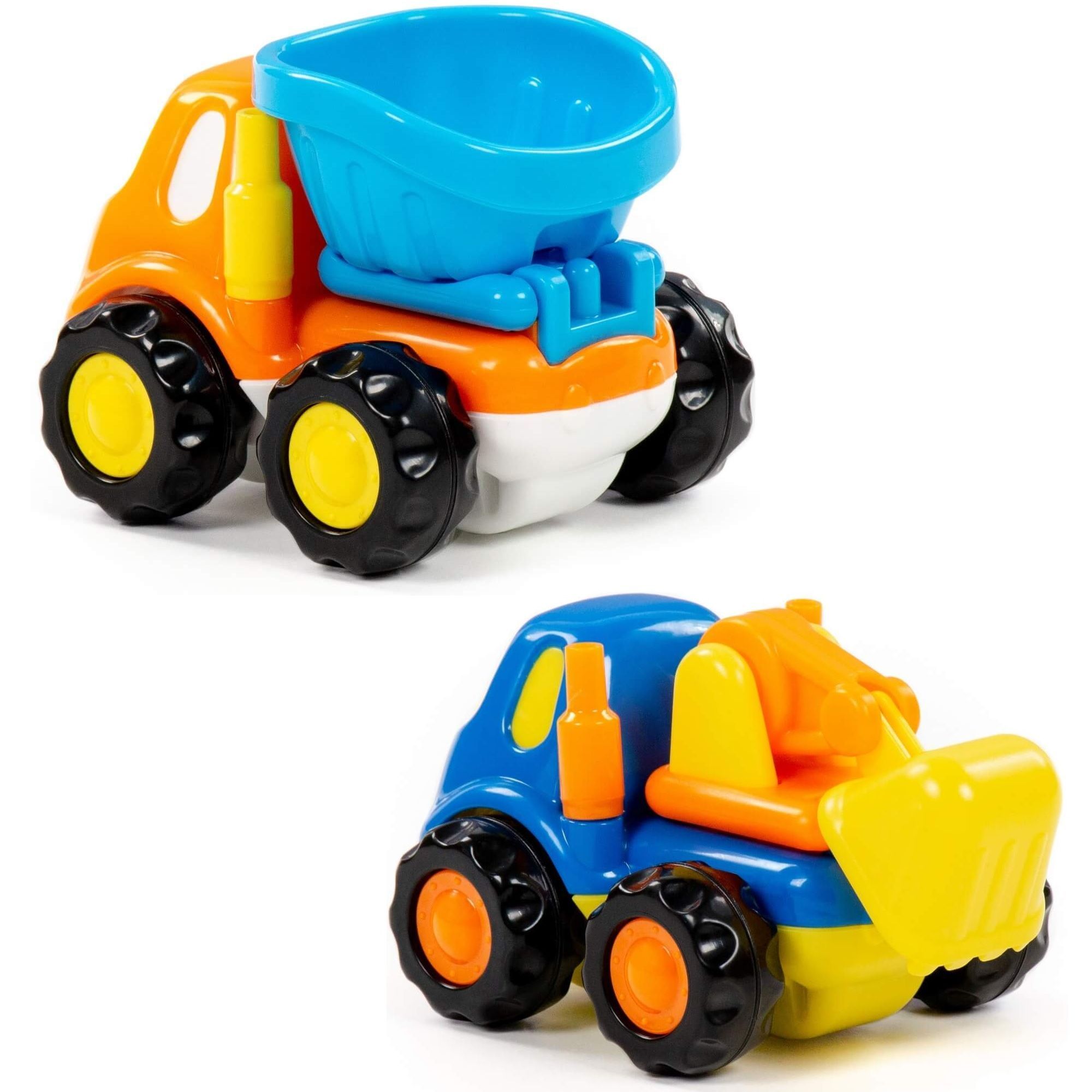 Набор 2 шт. инерционных машинок для малышей для игры в песочнице самосвал и погрузчик - экскаватор  Патрик Полесье