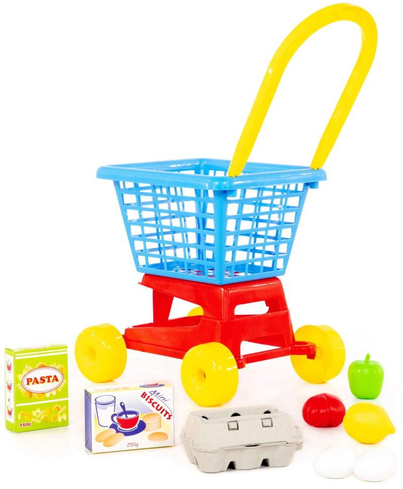 Детская тележка для супермаркета с продуктами