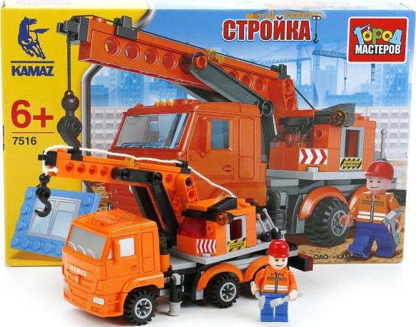 Конструктор "Город мастеров" Стройка Камаз 6520 с краном 141 дет.