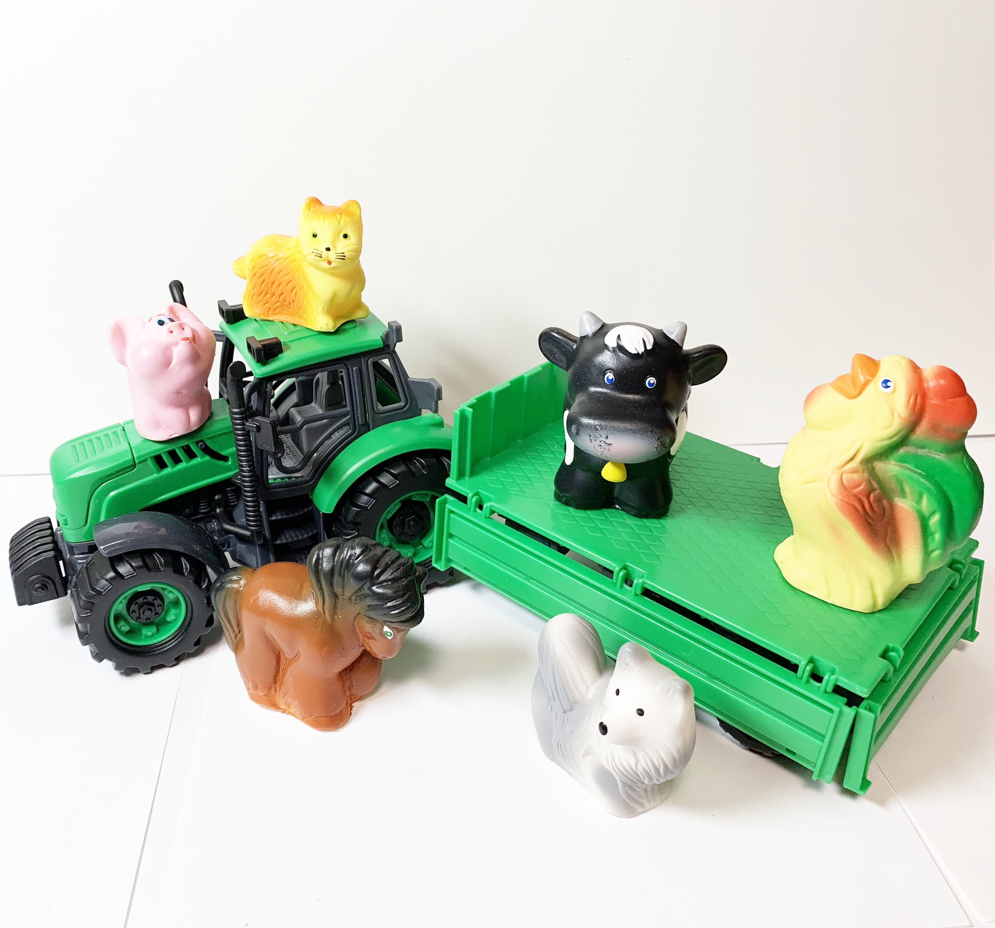 Трактор с прицепом и 6 домашних животных в кузове ПФК Игрушка