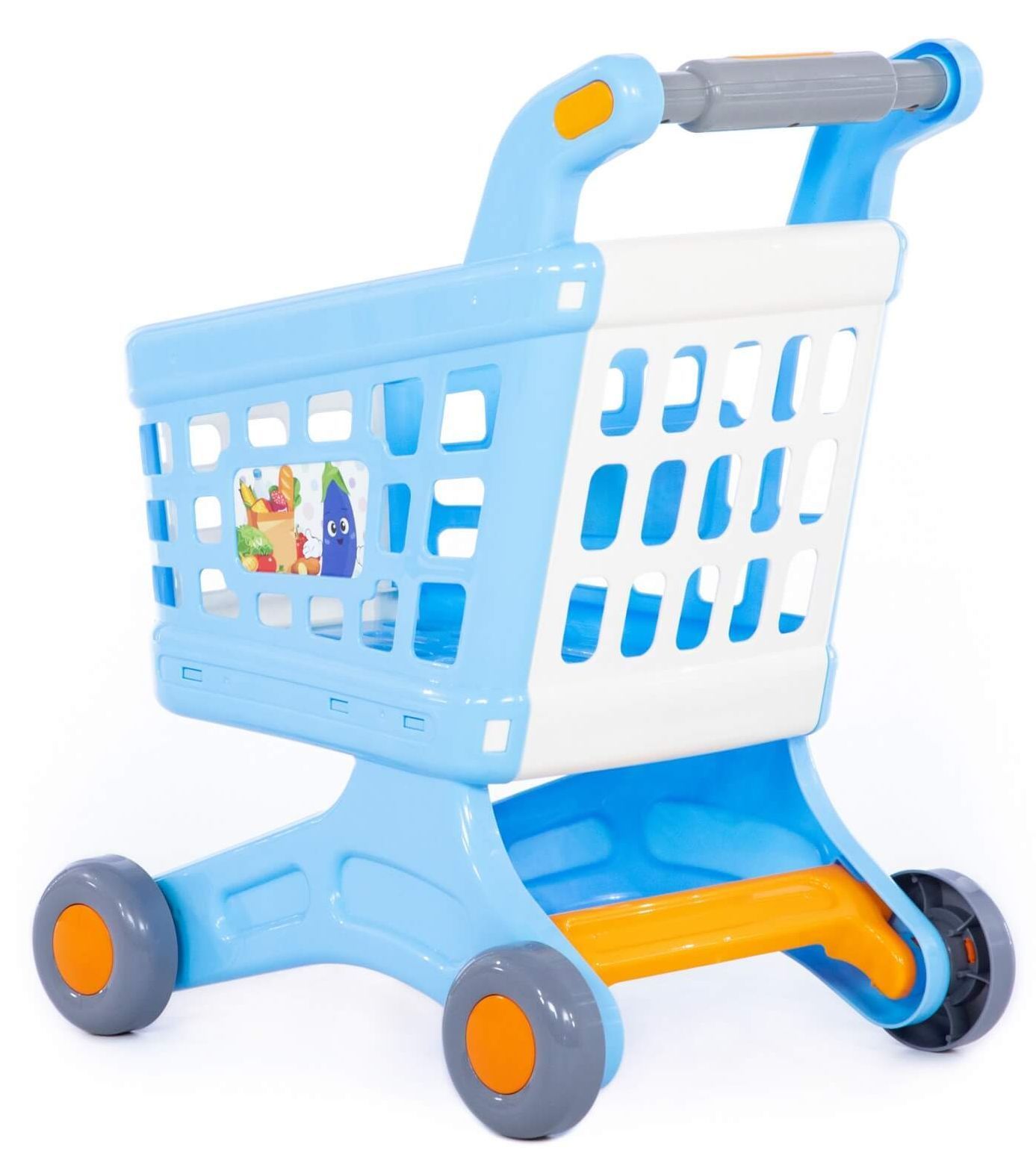 Магазинная пластмассовая тележка для покупок тележка для маркета Натали - 47 см голубая