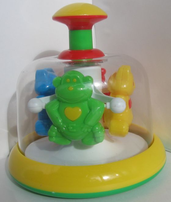 Юла карусель с котенком и обезьянкой