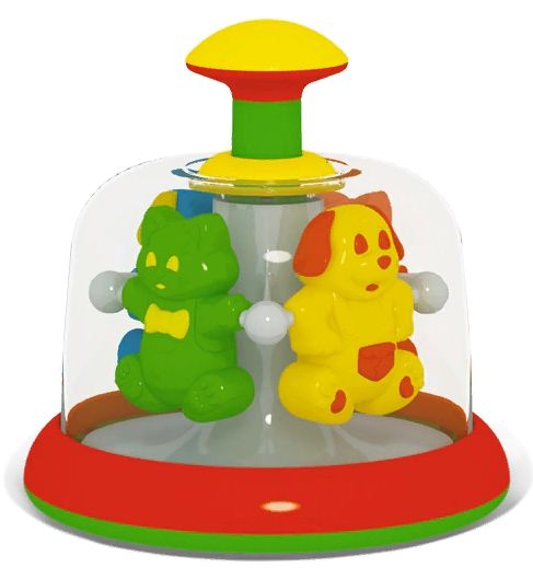 Юла карусель с котенком и обезьянкой