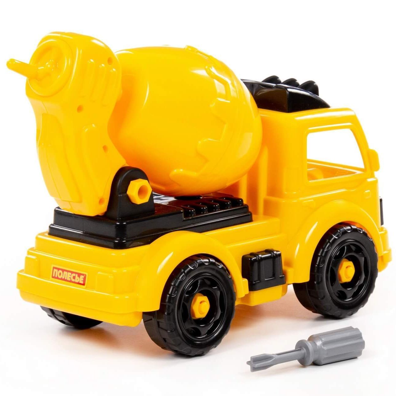 Игрушка машинка бетономешалка "Строительная техника" 29 см модель для сборки 27 эл. Полесье
