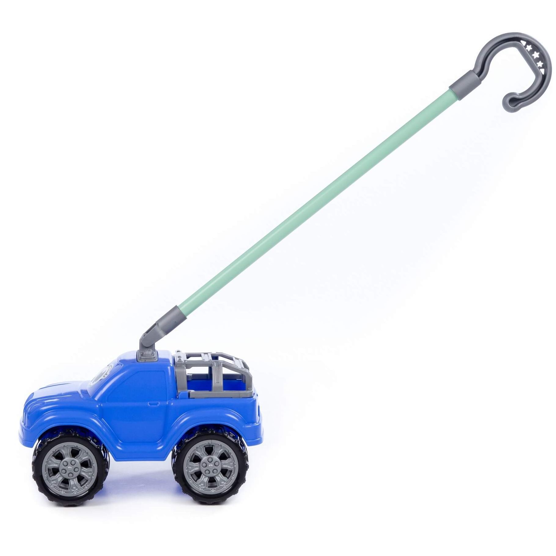 Игрушка-каталка машинка с глазками Боби с ручкой высота хвата 40 см джип синий