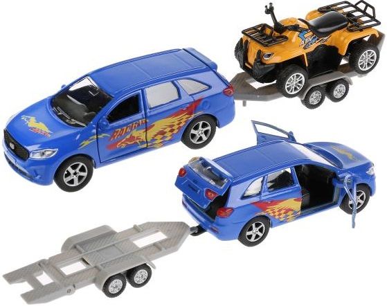 Металлическая машинка KIA Sorento с прицепом - 18 см