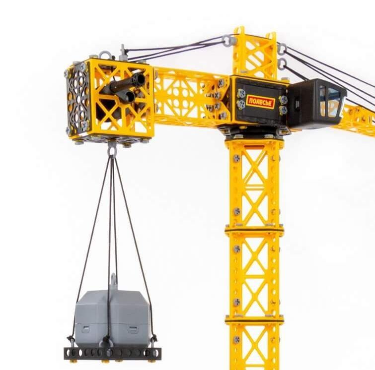 Башенный кран строительный - 93 см с автопогрузчиком модель для сборки и игры