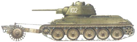 Сборная модель танка Т 34 с минным тралом Сборная модель танка Т 34 с минным тралом