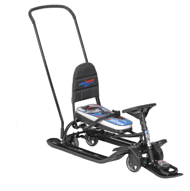 Снегокат на колесах гонки черный каркас