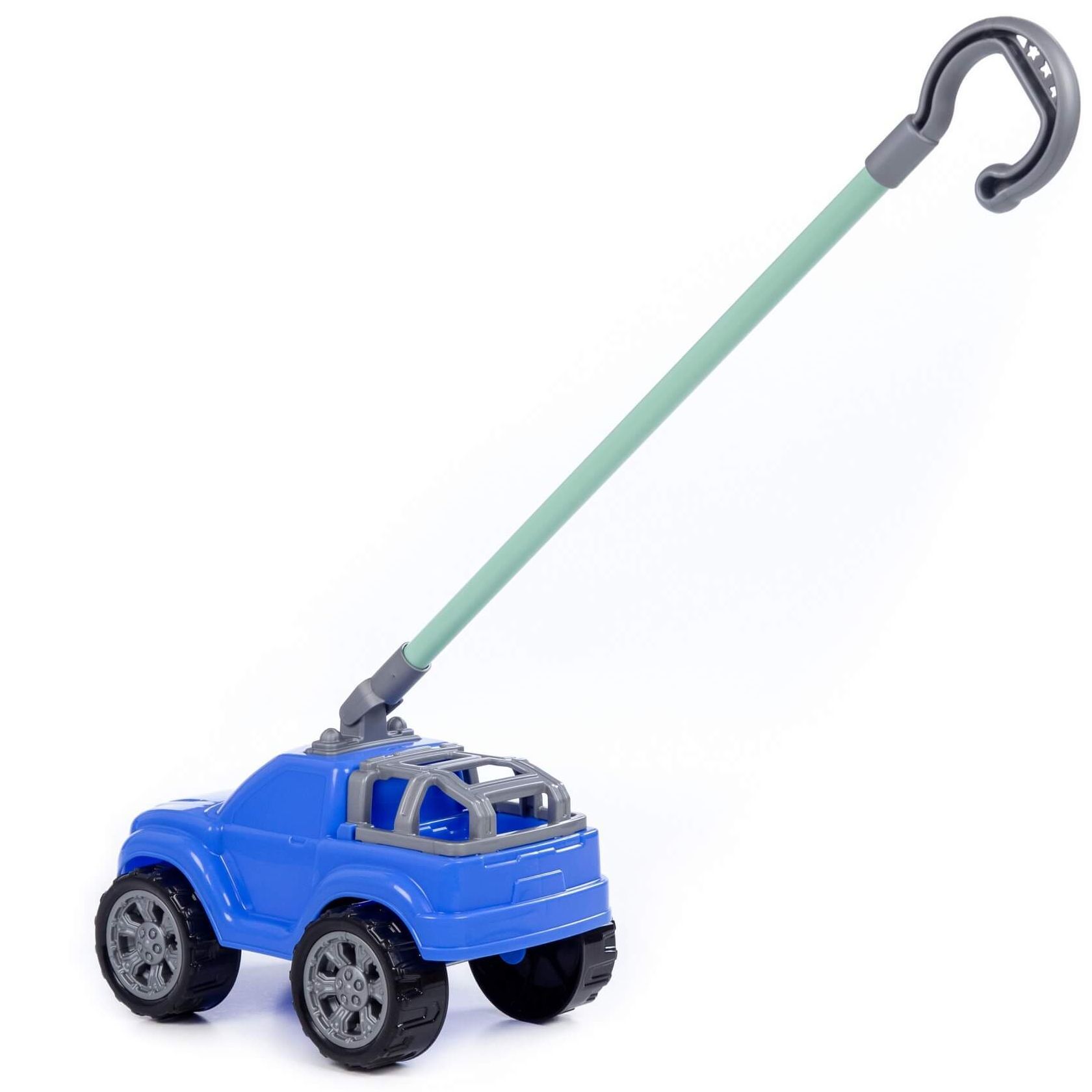 Игрушка-каталка машинка с глазками Боби с ручкой высота хвата 40 см джип синий