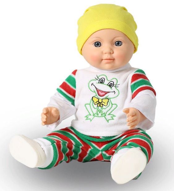 Кукла пупс мальчик в одежде в полосочку