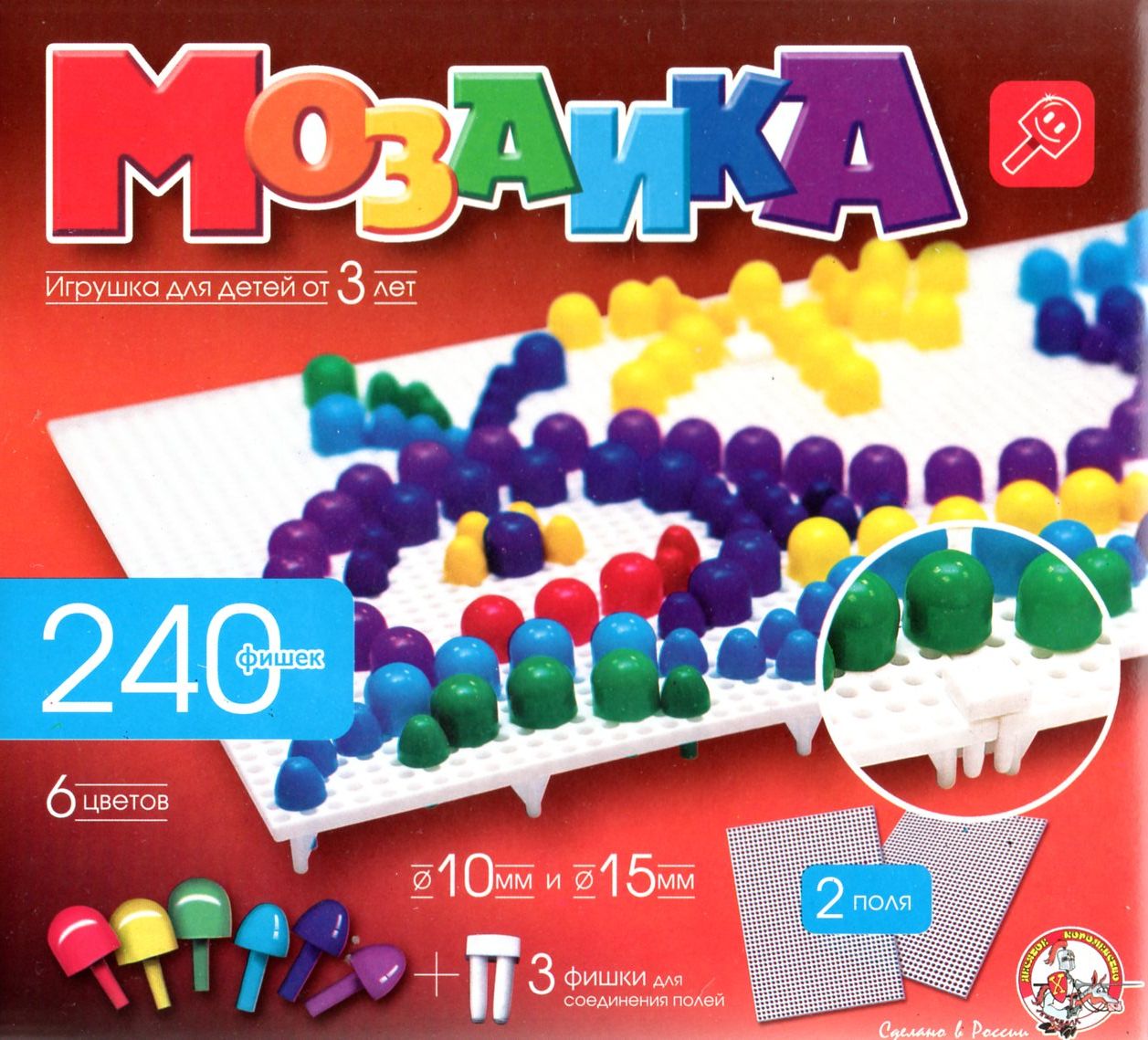 Мозаика 2 белых поля 240 фишек 2-х видов 6 цветов Арт.: 00983 Мозаика 2 белых поля 240 фишек 2-х видов 6 цветов Арт.: 00983