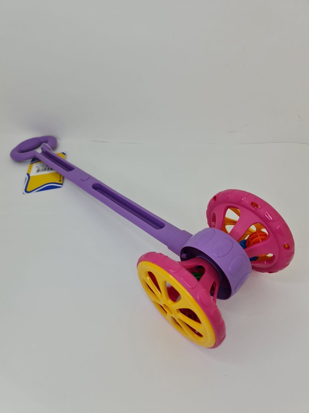Игрушка-каталка с ручкой длина 55 см, высота хвата 41 см и 2-мя колесами фиолетовая