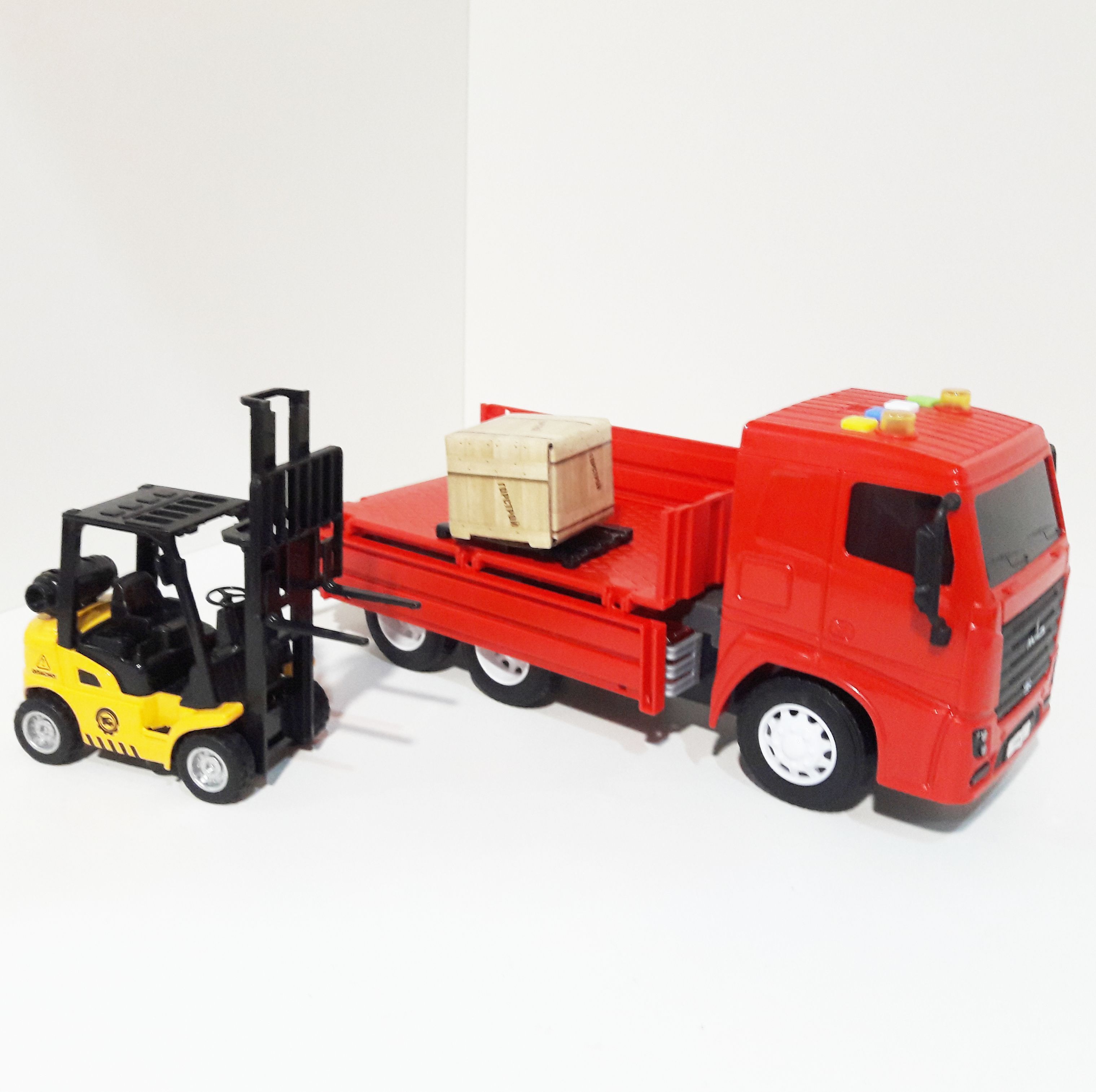 Машинка бортовой грузовик МАЗ - 25,7 см - автопоргрузчик инерция, свет-звук