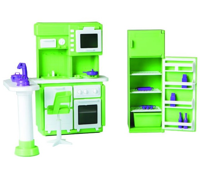 Набор кукольной мебели Кухня с игрушечным холодильником