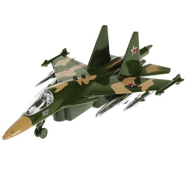 Игрушка военный самолет истребитель металлический - 18,5 см свет, звук, инерция - зеленый камуфляж