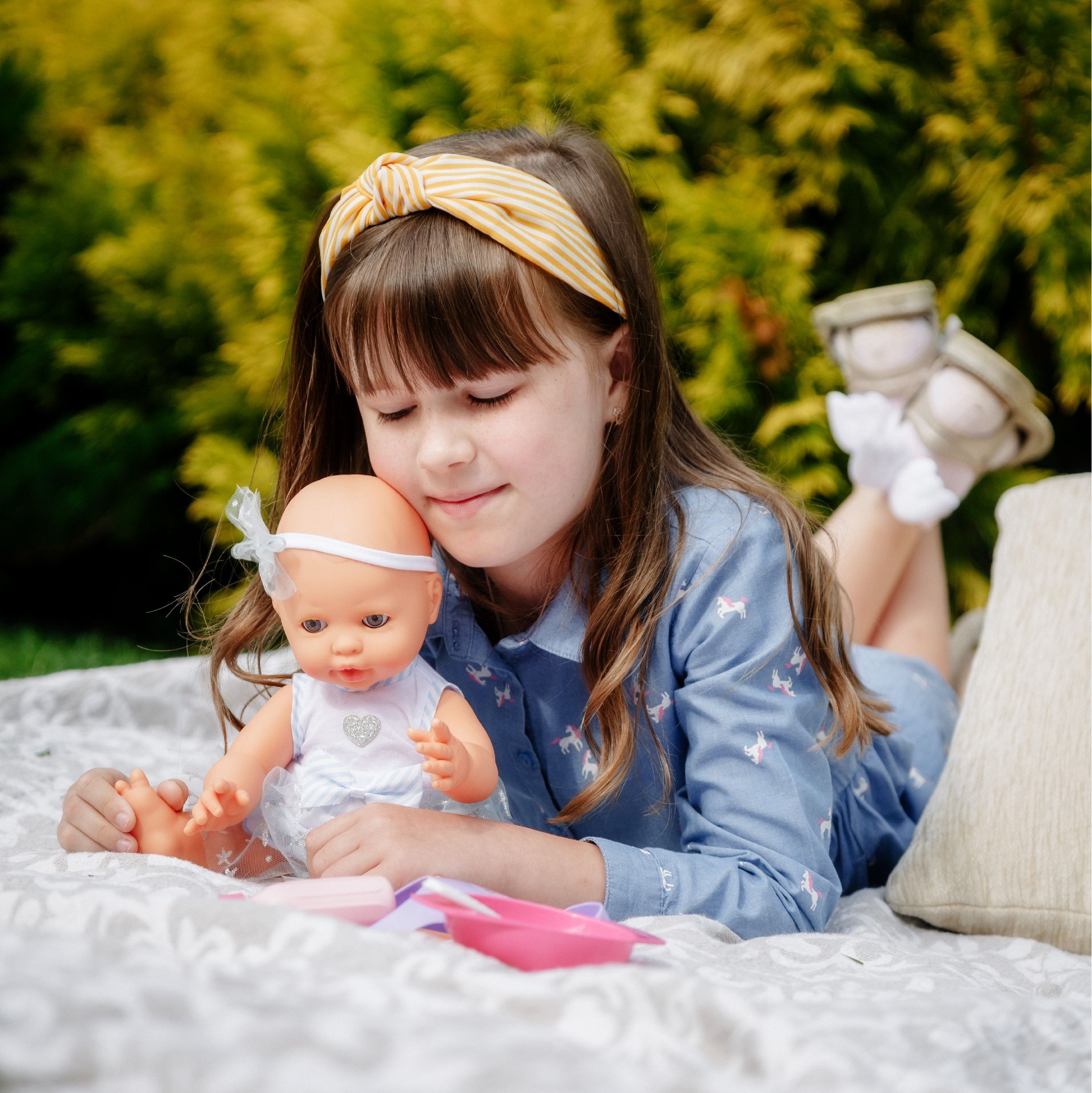 Набор- кукольная коляска прогулочная Полесье 3-х колесная с куклой пупсом ростом 35 см