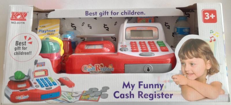Игрушечная касса. Касса с микрофоном весами и набором продуктов