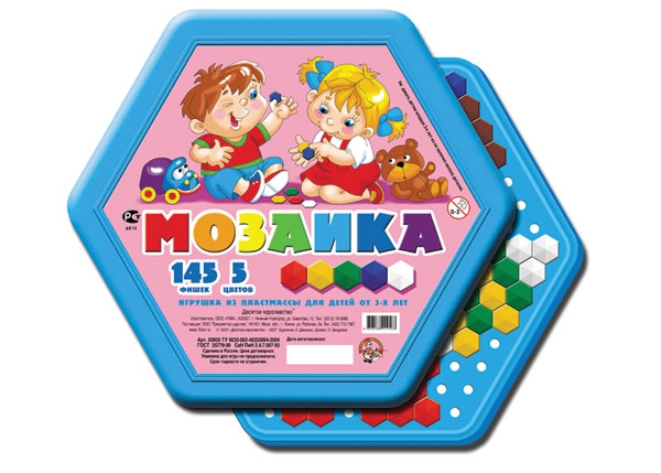 Мозаика шестигранная 145 фишек 5 цветов. Игрушка мозаика