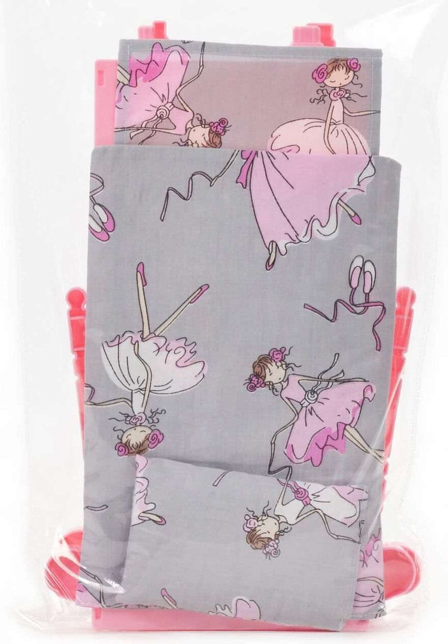 Кроватка-качалка для кукол ростом 34 см с подушкой, одеялкой и матрасиком розовая