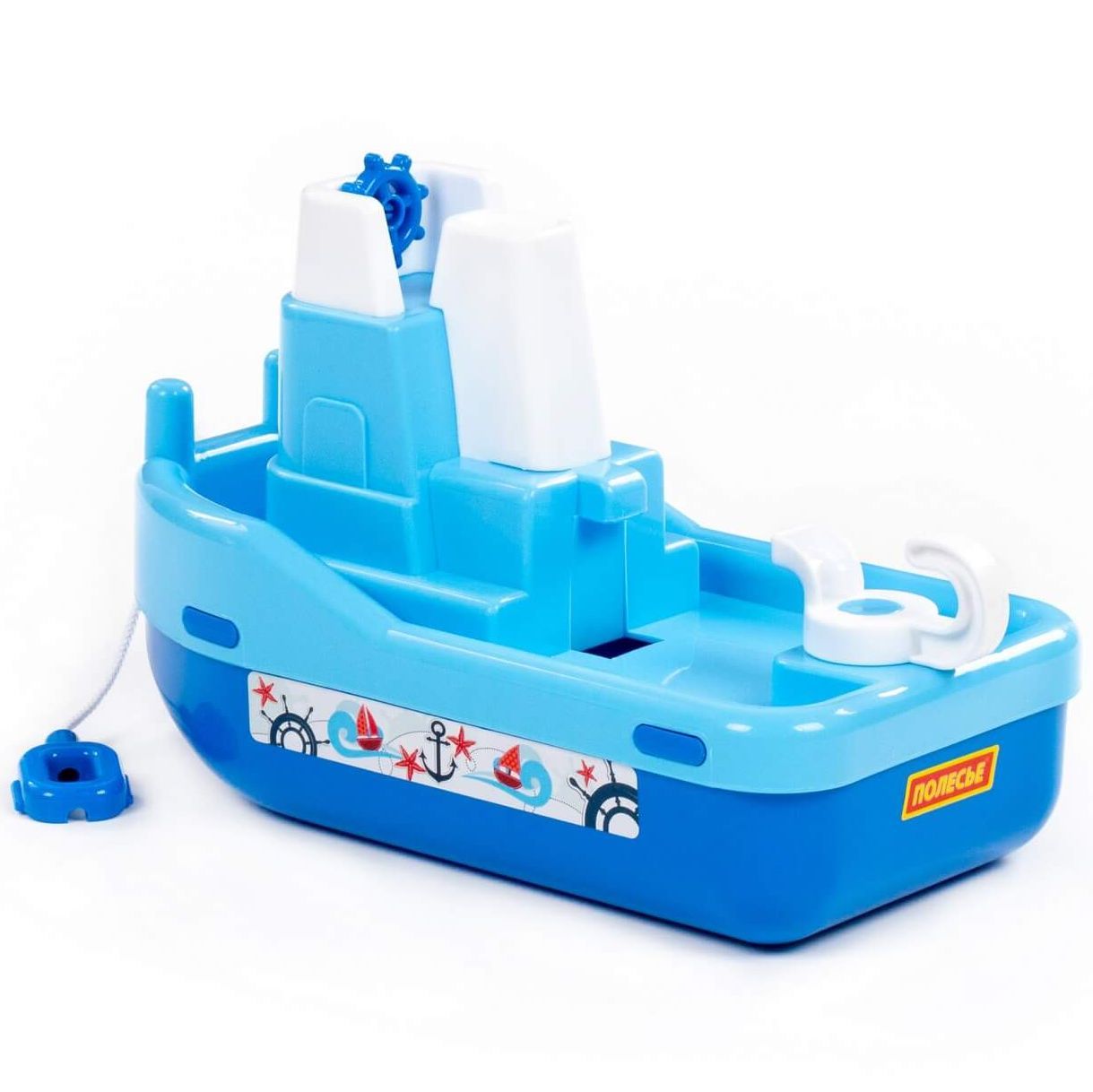 Игрушка корабль для купания ребенка - буксир Лагуна Полесье 28 см - голубой