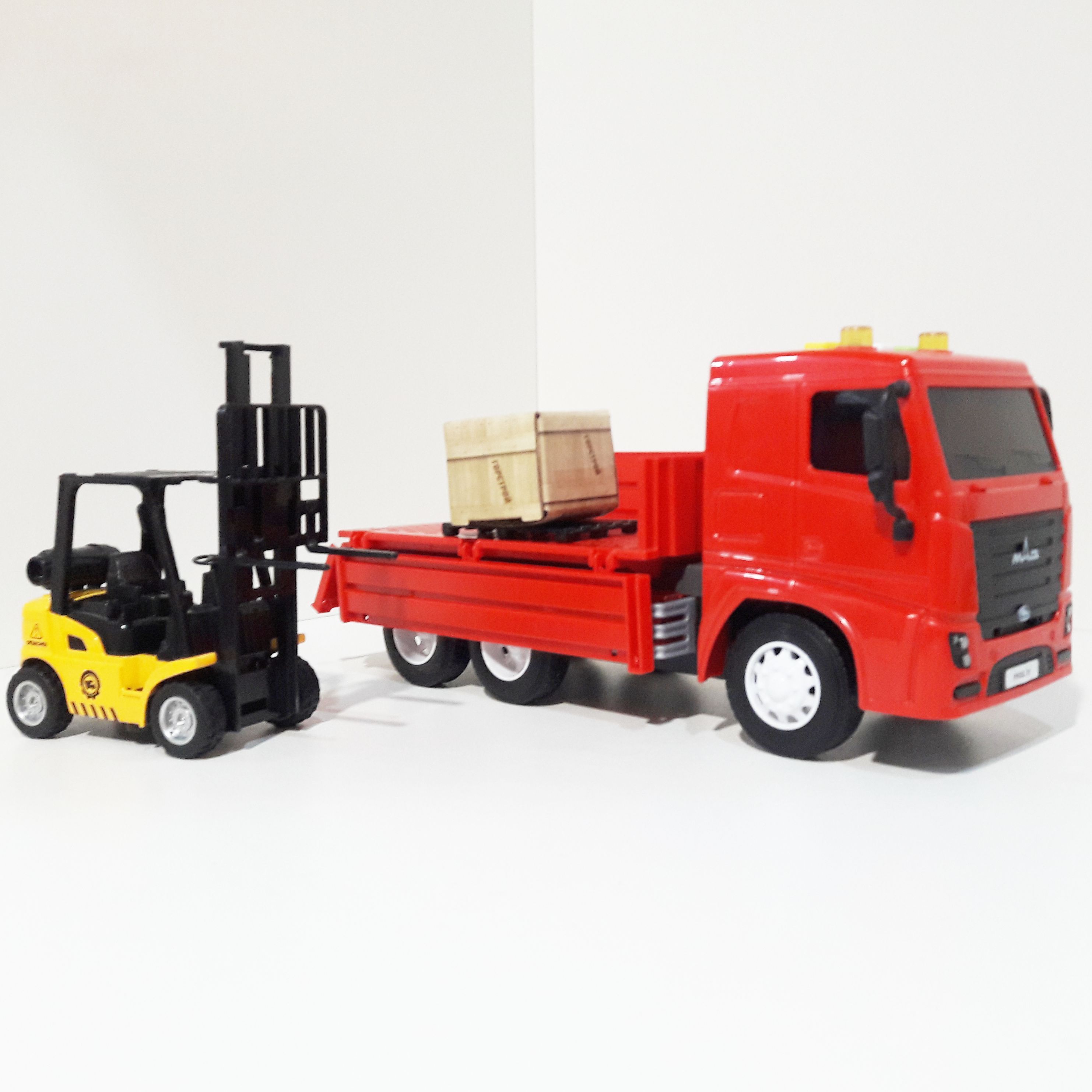 Машинка бортовой грузовик МАЗ - 25,7 см - автопоргрузчик инерция, свет-звук