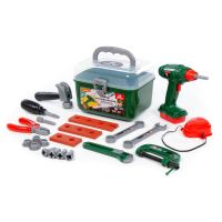 Детский набор инструментов №71 - 22 эл. + дрель-шуруповерт механическая в контейнере