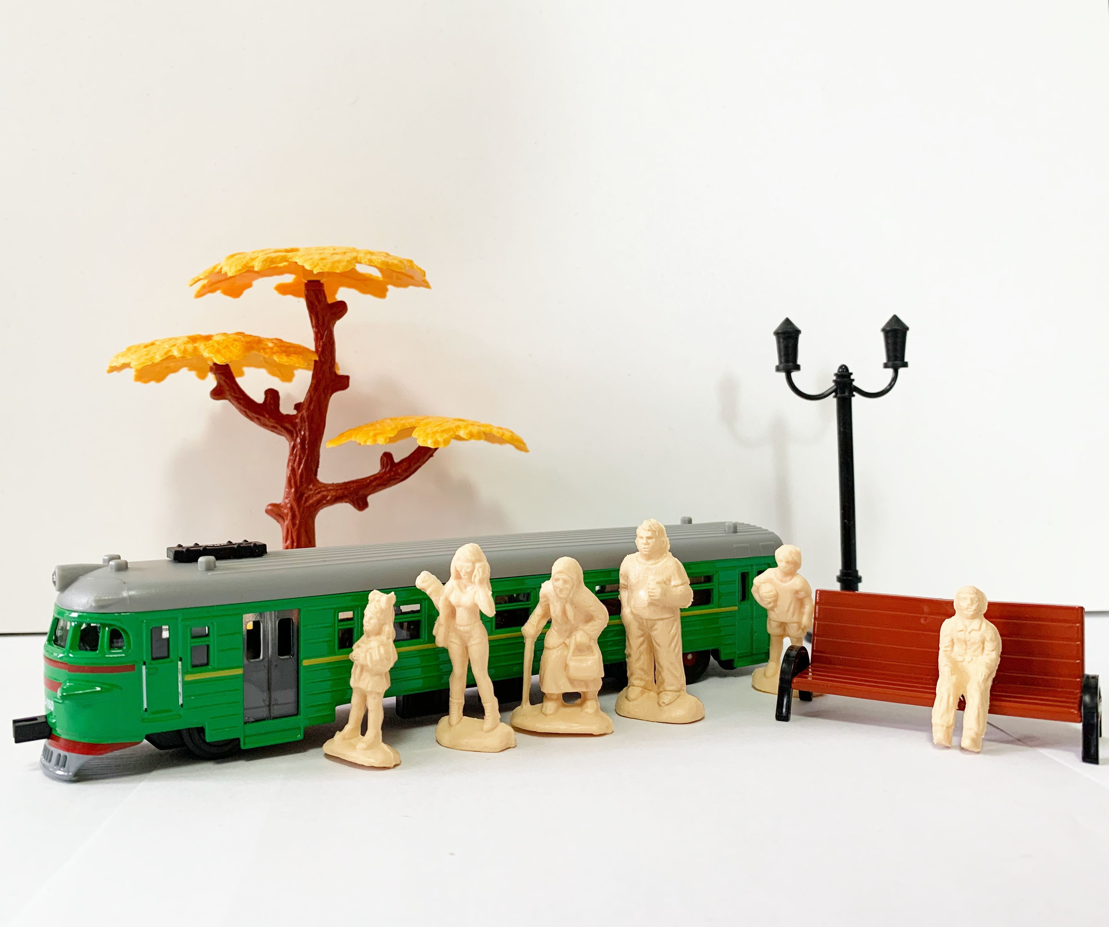 Игрушка поезд 1 вагон ретро электричка Эр2 18 см, металлический кузов - 6-ть пассажиров