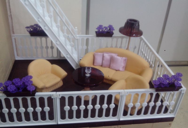 Кукольный диван, 2 кресла, торшер и столик