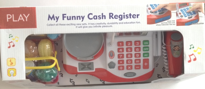 Игрушечная касса. Касса с микрофоном весами и набором продуктов