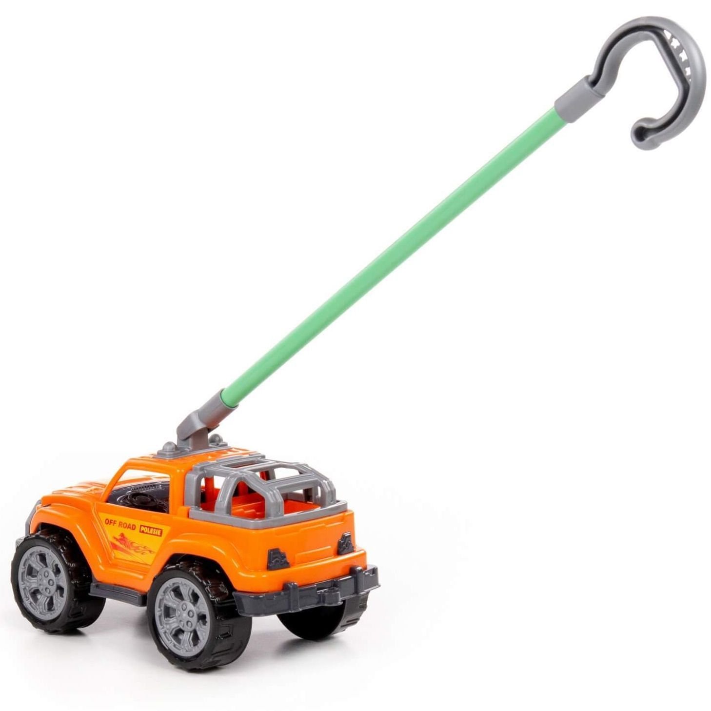 Игрушка-каталка с ручкой высота хвата 43 см машинка джип оранжевый