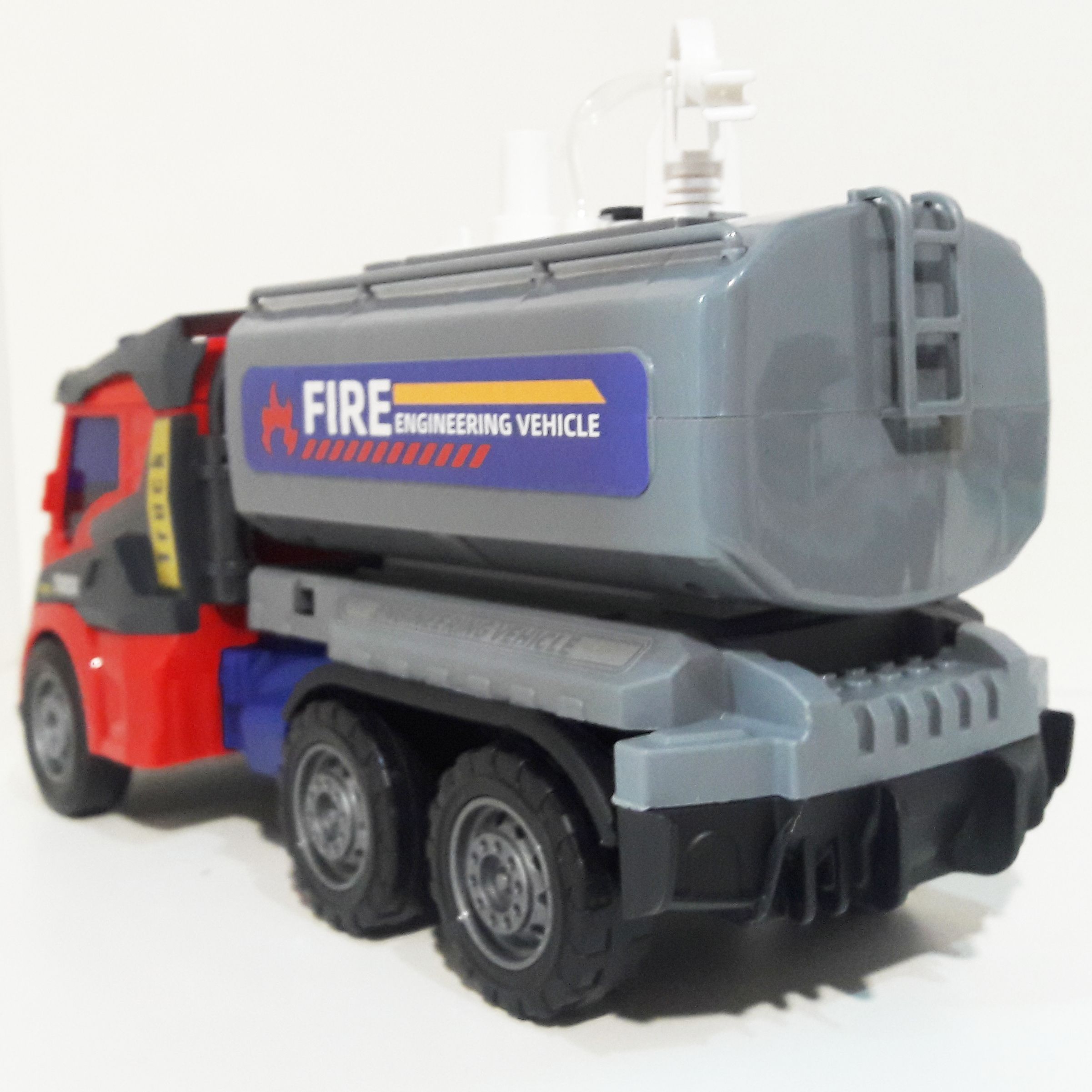 Игрушка пожарная машина с цистерной и насосом - брызгалкой инерция свет, звук - 25 см