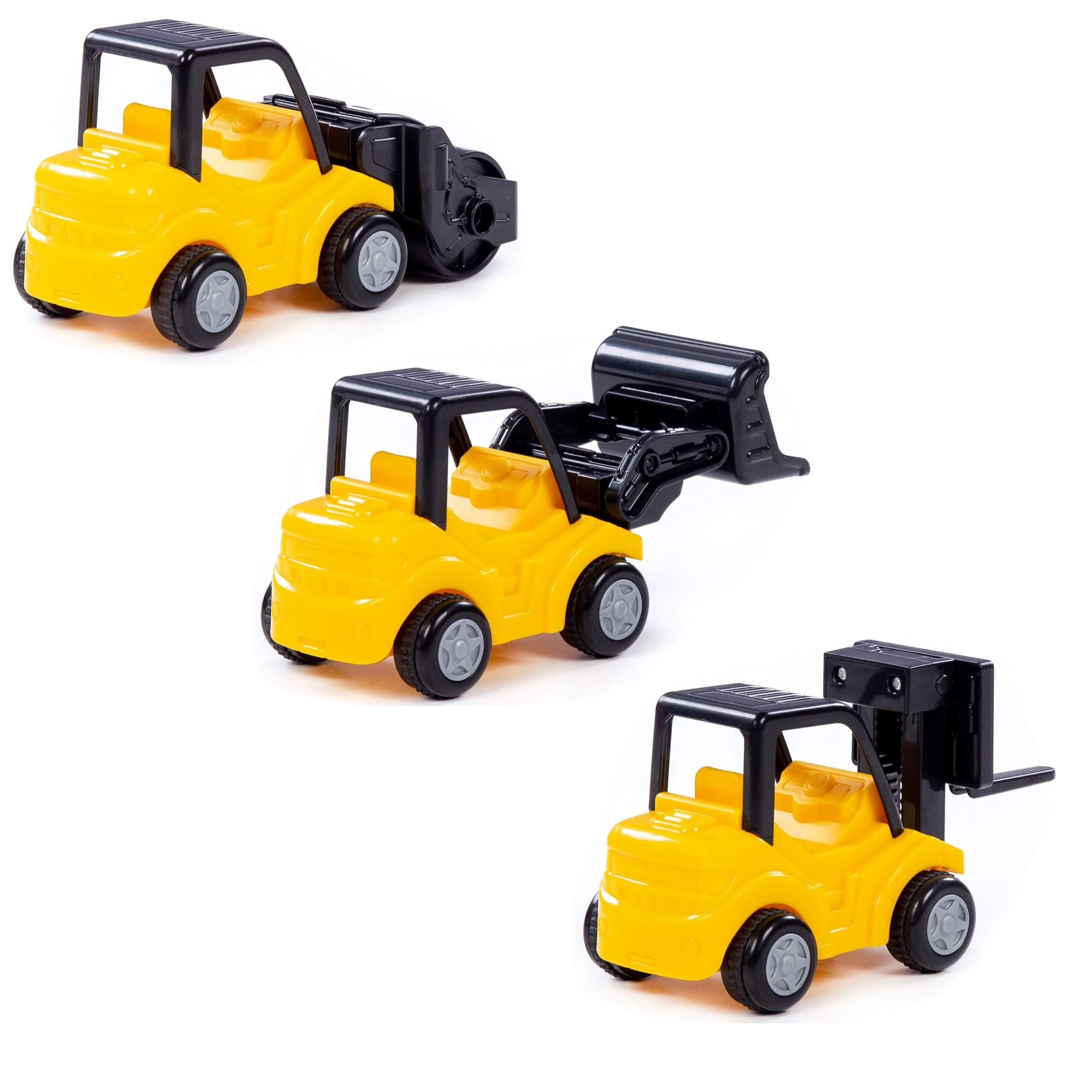 Набор 3 шт. дорожно-строительной техники для песочницы каток, погрузчик, атокар Полесье