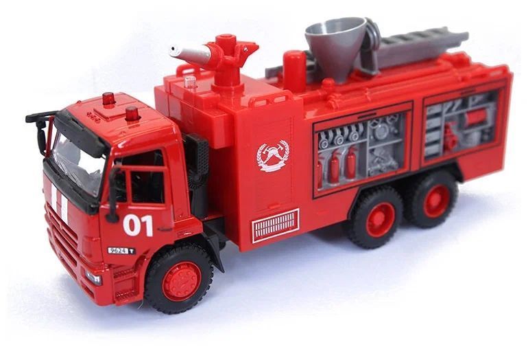 Игрушка пожарная машина с цистерной и насосом - брызгалкой инерция, свет, звук - 19 см