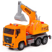 Игрушка машинка грузовик автоэкскаватор МАЗ инерция, 4 звука, свет - 28 см оранжевый Игрушка машинка грузовик автоэкскаватор МАЗ инерция, 4 звука, свет - 28 см оранжевый