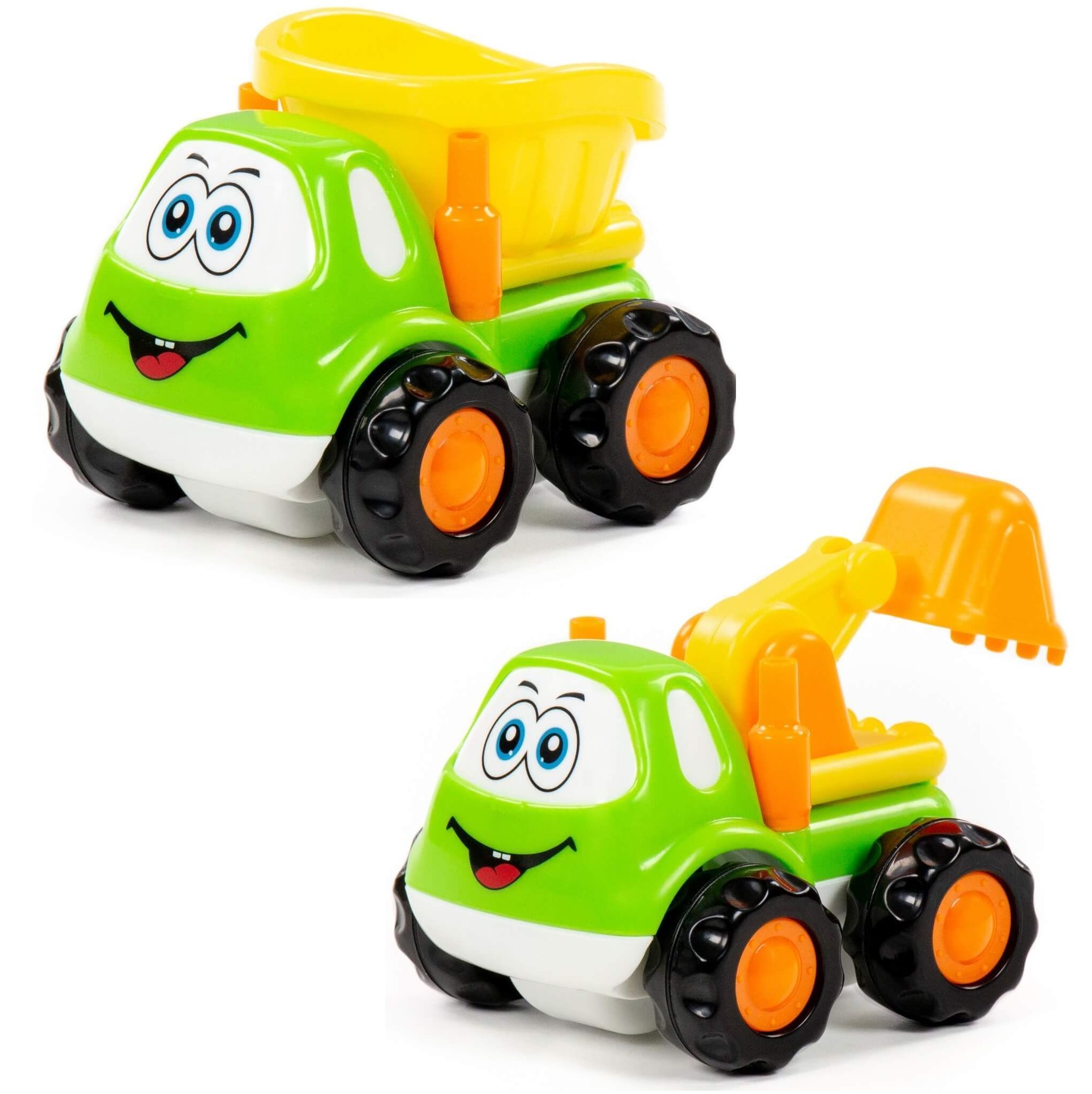 Набор 2 шт. инерционных машинок для малышей для игры в песочнице самосвал и погрузчик - экскаватор  Патрик Полесье