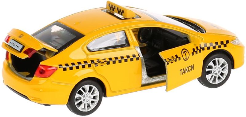 У машинки Honda Civic Такси открываются две передние двери и задняя дверь багажника. igrushechnaya-mashinka-honda-civic-taksi-02.jpg