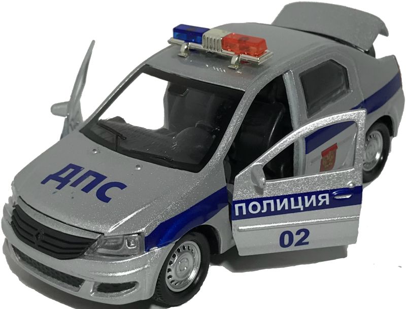 Так же у полицейской машинки открываются передние двери и задняя дверь багажника. igrushechnaya-policejskaya-mashinka-renault-logan-04.jpg