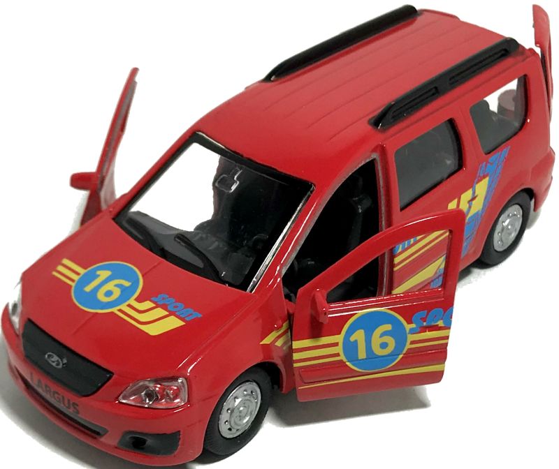 У машинки Lada Largus открываются две передние двери и задняя дверь багажника. igrushechnaya-sportivnaya-mashinka-lada-largus-04.jpg